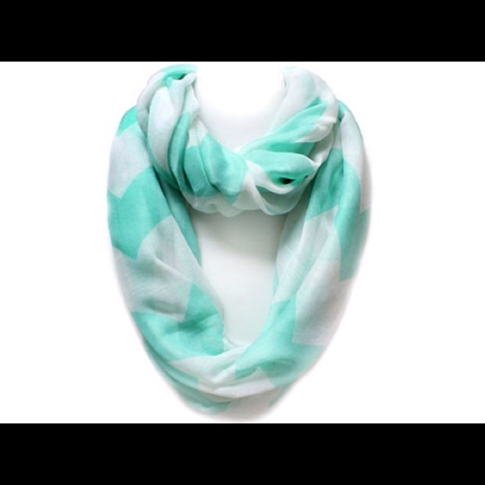 Chevron  pattern mint green infinity scarf.